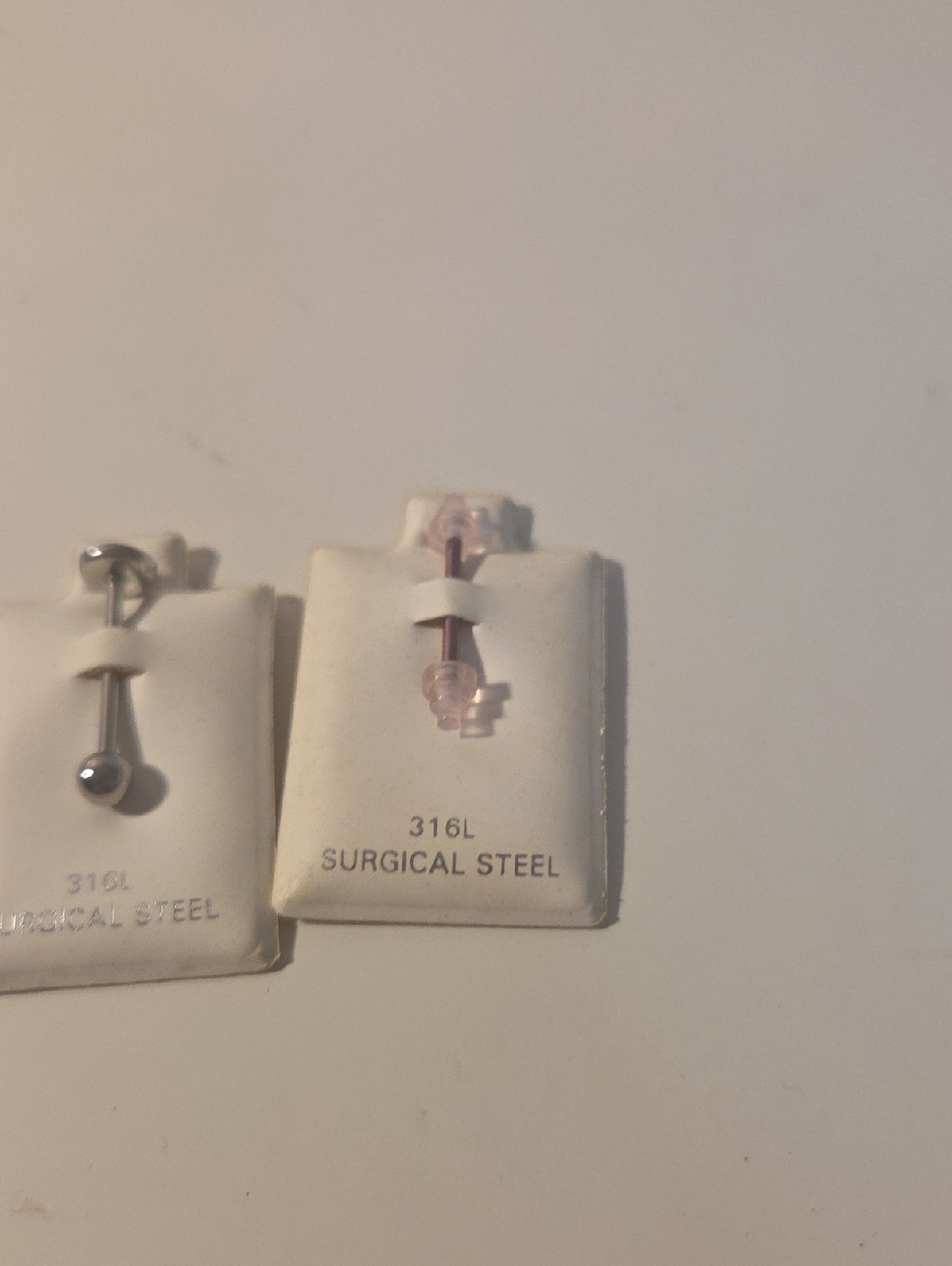 316L Surgical Steel Pink Barbell Navel Ring Set Of 2